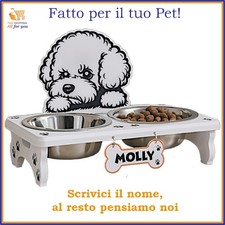 Porta ciotole rialzate per cani doppia ciotola in acciaio x cane toy scodella