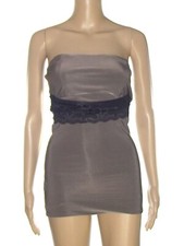 In Style Fashion Mini Abito Dress Vestito Donna Tortora Stretch S / M Small