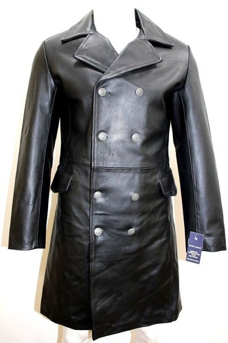 Lusso uomo nero pelle cappotto - uomo,