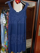Abito Con Dettagli In Pizzo Blu Scuro