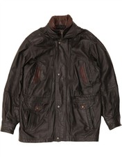 Giacca di pelle uomo VINTAGE UK 42 XL pelle nera BK01