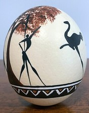 Titolo: Uovo di struzzo dipinto a mano - Arte tribale stile sudafricano - 5,5"