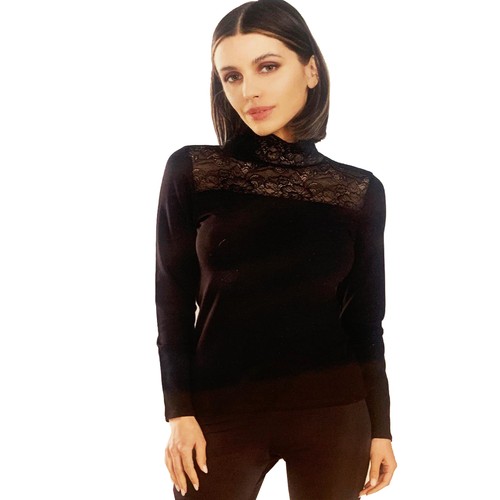 Lupetto nero donna con - , pizzo