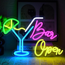 Bar Open Insegna Al Neon Luci