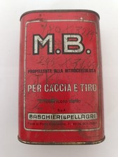 SCATOLA LATTA VUOTA LATTINA DI POLVERE DA SPARO GR 250 M.B. CACCIA