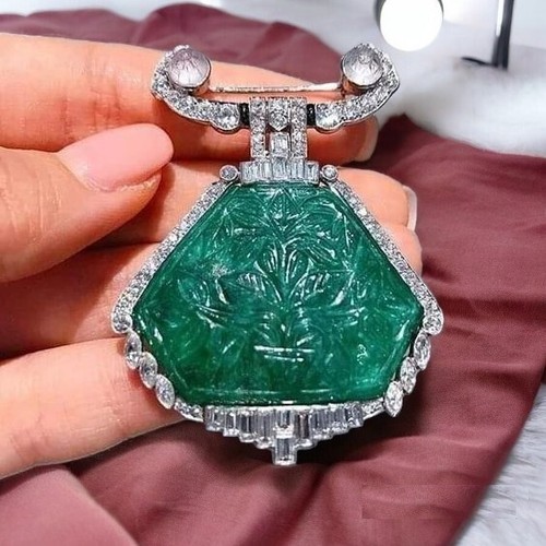 Spilla smeraldo syn intagliato - smeraldo,