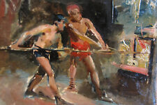 Olio su tela - Lavoranti del vetro a Murano - Ulisse e Polifemo - Vulcano