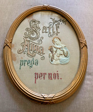 SANT'ANNA-ANTICO QUADRO RICAMATO A MANO
