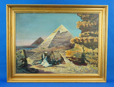 Eugène Alexis Girardet Dipinto orientalista Arabo Piramidi olio tela XIX 1800