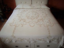 COPRILETTO MATRIMONIALE ESTIVO ELEGANTE RAFFINATO COTONE FLOREALE BEIGE CORREDO