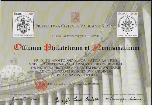 2012 vaticano foglietti - 2012,