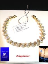 Bracciale Donna Trilogy CUORE p. Oro Giallo SWAROVSKI ORIGINALI Tennis oro new