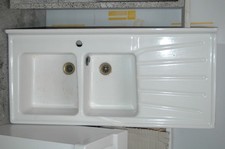 LAVELLO CUCINA POZZI IN CERAMICA DOPPIA VASCA E GOCCIOLATOIO VINTAGE