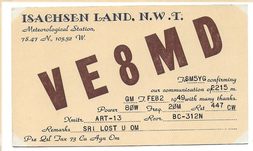 Radio qsl ve8md isachsen - radio,
