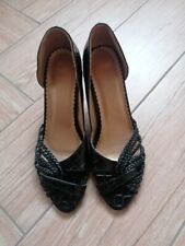 Scarpe da cerimonia donna nere lucide taglia 37 con tacco da 6cm