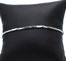 Bracciale da uomo in oro bianco massiccio 18k vintage Italia maglia a barrette