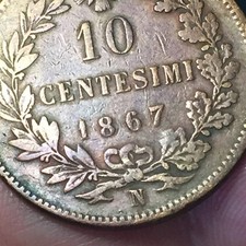 ?  10 centesimi 1867 segno di zecca N Napoli Vittorio Emanuele II RARA