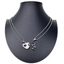 Cuore Love Argento Ciondolo Spezzato 2x Collana Acciaio Uomo Donna Amici A08