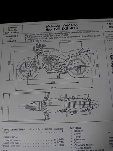 Moto yamaha 400 - , scheda