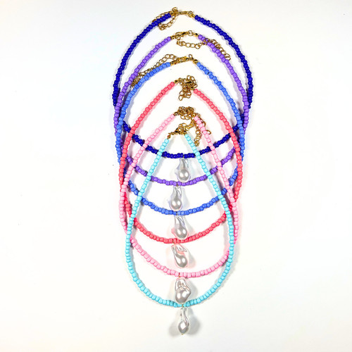 Collana perle semi - di, vetro