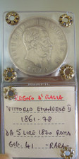 5 Lire Argento Scudo 1870 Roma