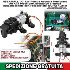 Pompa Acqua Autoadescante a Membrana Ad Alta Pressione DC 12V 100PSI 4L/Min