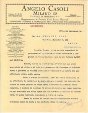 Lettera int. ANGELO CASOLI Apparecchi d'illuminazione. Milano 1930