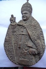 Placca in bronzo o metallo ramato di Papa Giovanni XXIII