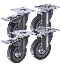 Ruote Piroettanti Carichi Pesanti Girevole 360° con Freno 7x2xH10 CM Set 4 pz 