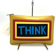 Borsa pochette FENDI 7NO078 PENSA gialla donna uomo moda usata