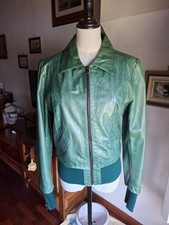 giubbotto Denny Rose in vera pelle verde tg L vintage