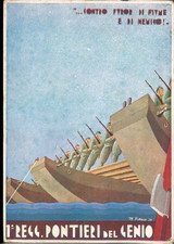 Cartolina d'epoca reggimento militare italiano - 1 Reggimento Pontieri del Genio
