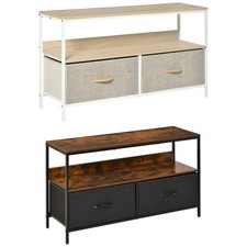 HOMCOM Mobile TV Stile Industriale 2 Cassetti Pieghevoli e Mensola 98x29x56cm