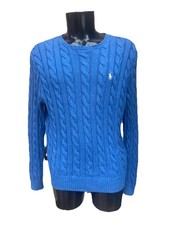 Polo Ralph Lauren Pullover Uomo Trecce Blu Intecciato Cotone Collection 2025 Tg.