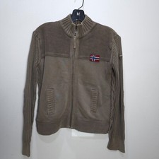 Napapijri Giacca Donna UK 12 Vintage Y2K Autentico Pile Full Zip Cardigan