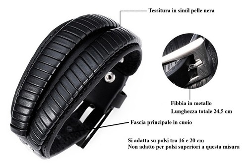 Bracciale cuoio punk simil - punk,