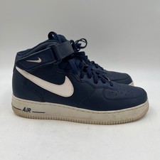 Scarpe sneakers uomo Nike Air Force 1 Mid blu navy bianco taglia 11