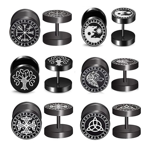 Set 12pz orecchini - uomo, neri