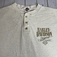 T-shirt vintage anni 90 Harley-Davidson Henley XXL moto fregio crema HD