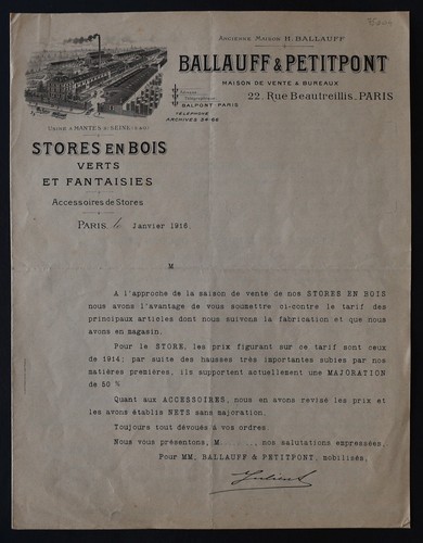 Facture 1916 catalogue - , paris