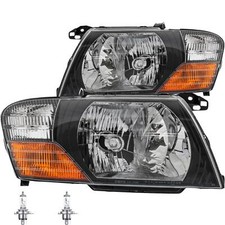 Set Di Fari Per Mitsubishi Pajero Tipo V60 Anno 00-06 Nero H4 Inclusi Lampadine