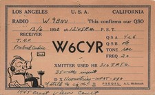 1930 QSL Card: W6CYR - A.L