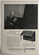 Steinway Luigi XV Vert. 1952 Pianoforte foto d'epoca stampa Arthur Rubinstein pubblicità 8x11