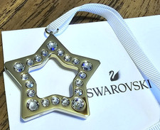 ? Cristallo Swarovski 2023 Holiday Magic, piccola stella dorata statuina ornamento nuovo con scatola