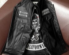 Sons of Anarchy Gilet Jax Teller Gilet da motociclista in pelle SOA taglio club costume