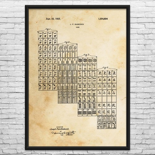 Mahjong tiles patent wall art - patent,