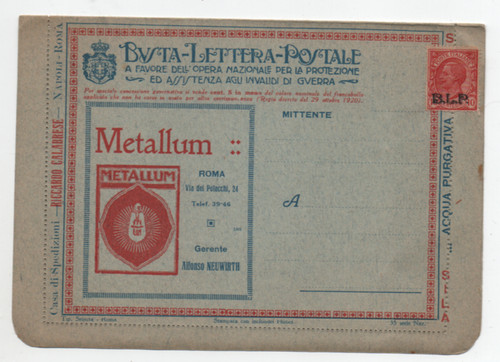 Regno blp 1920 busta - regno,