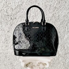 SOLO SOPRANI BORSA IN VERNICE NERA COMPLETAMENTE LOGATA GRANDE