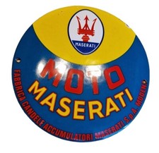MOTO MASERATI (GARAGE). SCUDO IN PORCELLANA SMALTATO/SMALTO, INSEGNA, PIATTO RETRÒ!