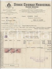 1928 TRIESTE - S.A. Stock Cognac Medicinal - Fattura per Stock Cognac Medicinal